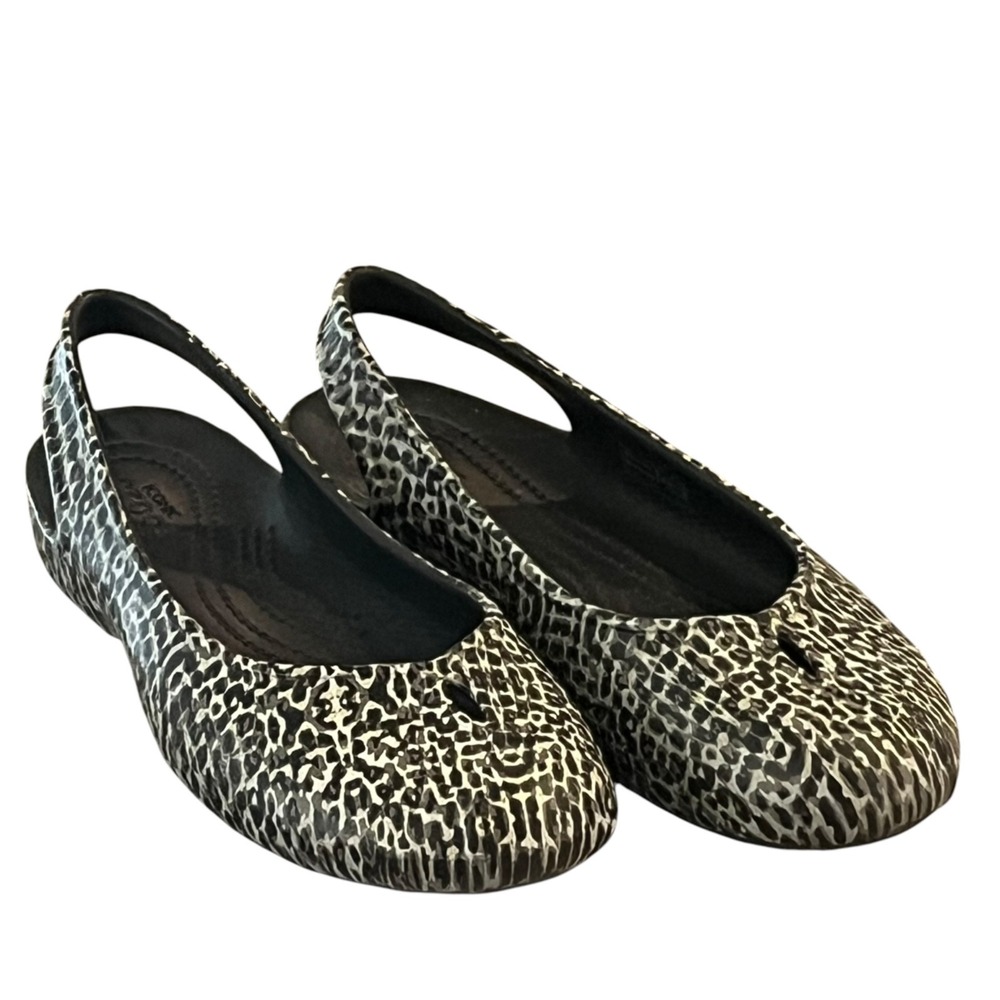 Crocs Olivia ll Flat Slingback Shoes Womens 8 Leopard
